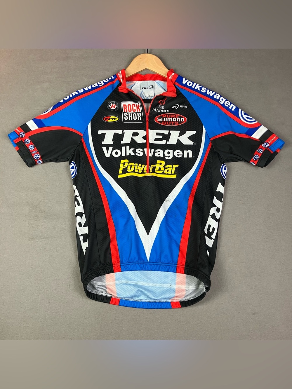 TREK Volkswagen PowerBar Men’s Cycling Jersey Size Small (2) Short Sleeve. In go
